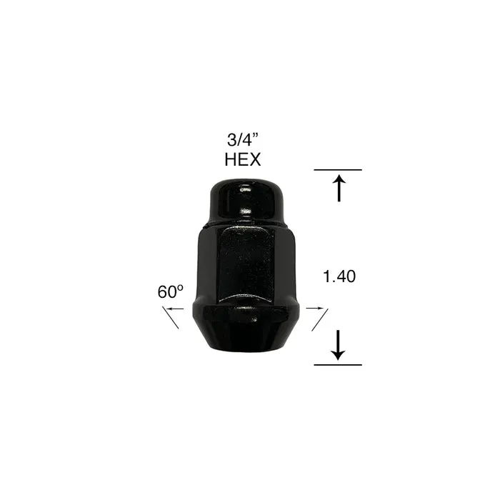 [TA-INT-027] 07407-BK.10 - BLACK-BULGE ACORN 3/4 HEX/ 12 X 1.5MM X 3/4" HEX